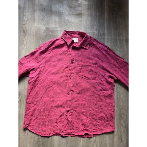 H&M Atelier S/S 2025 Pink Textured Button-Up Long Sleeve Shirt Men M 100% Cotton - Picture 3 of 7